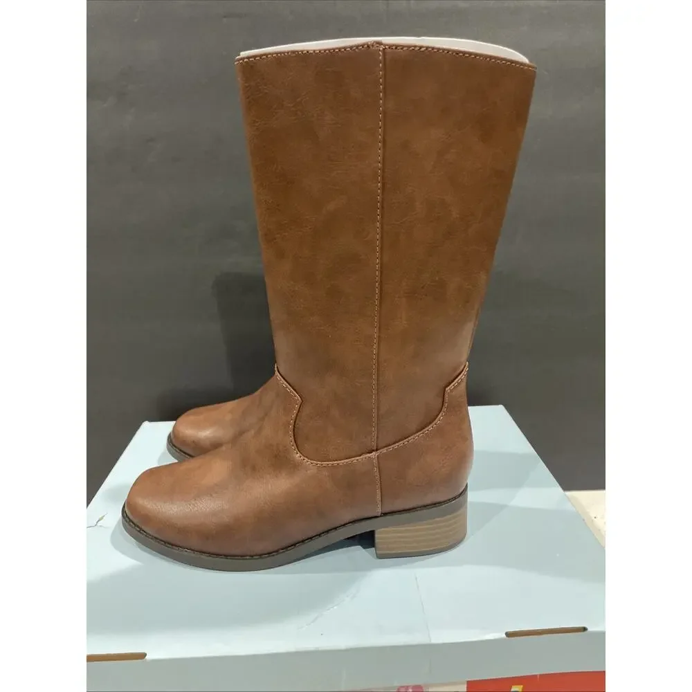 Girls' Sade Stove Pipe Calf Western Boots - Cat & Jack Brown 4